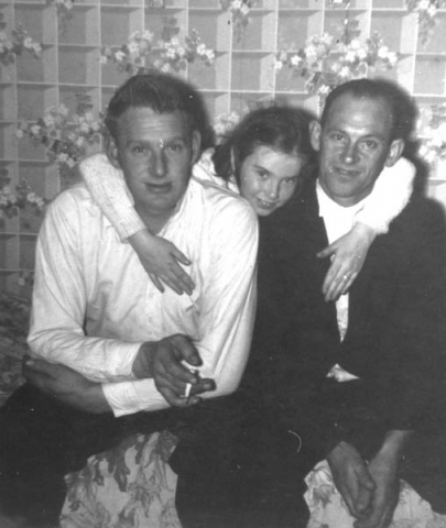 193: l-r Thomas, Mary and Phonse Barry. (circa 1963) [courtesy of Mary (Barry) Bruce]  - Thomas and Mary children of Thomas Barry &amp;amp; Anne Dollimont; Phonse son of Patrick Barry &amp;amp; Mary Bennett."